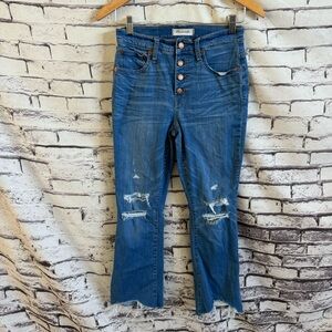 Madewell Cali Demi-Boot Jeans in Bronson Wash Button-Front Edition SZ 25